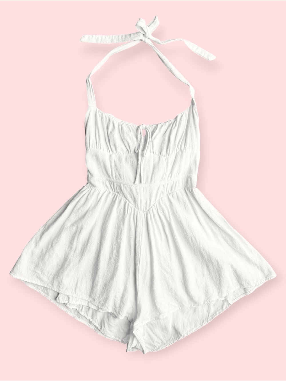 Princess Polly Halter Romper In White Size 4 Small Linen Coquette Summer Beach